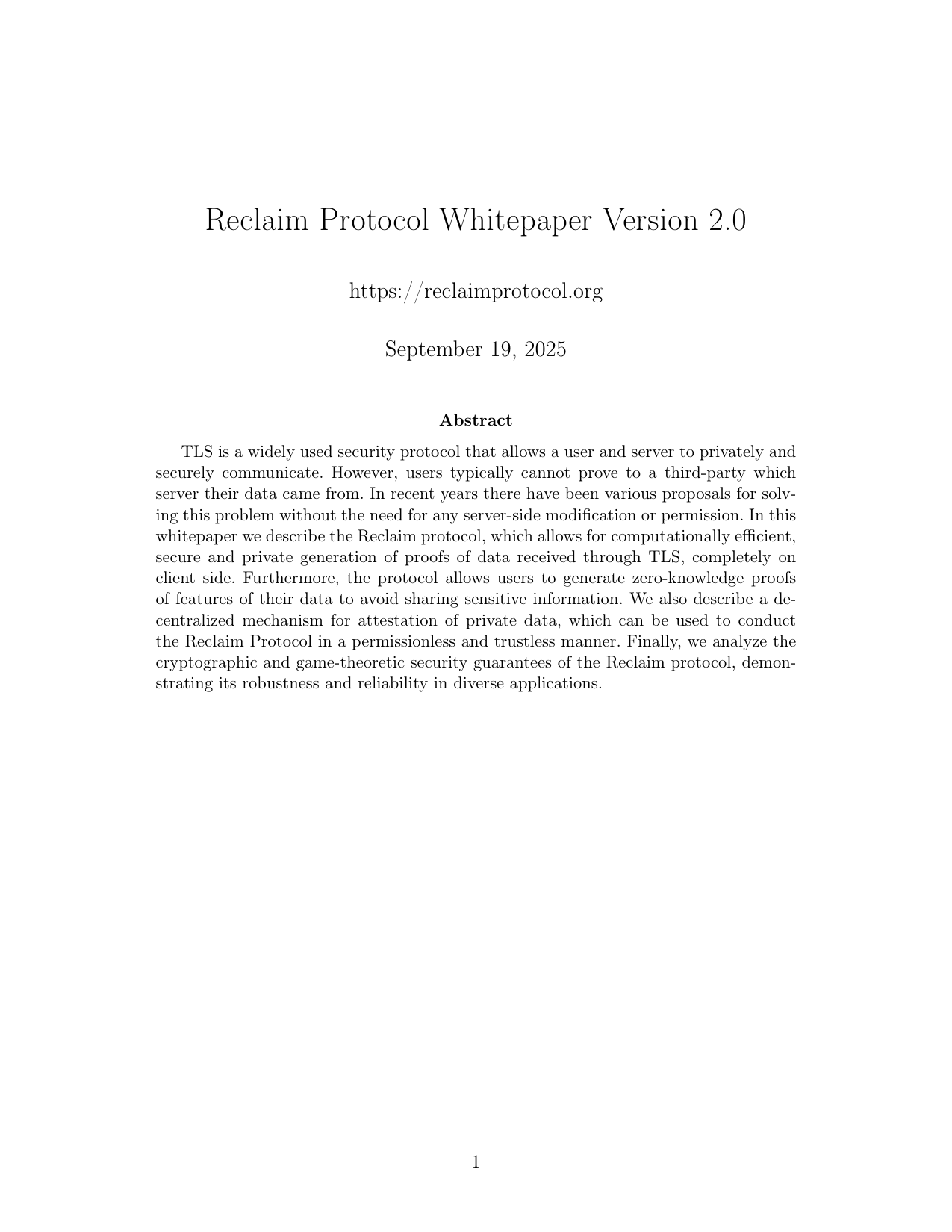 Reclaim Protocol Whitepaper